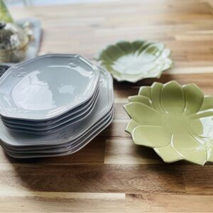 JAY IMPORTS + HOME | 5 | 8” Bell Pepper Stripes Dots Multicolor Flower Plate Set